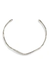 Alexis Bittar Solanales Crystal Skinny Structured Collar Necklace In Silver Tone, 4.75 In Crystals