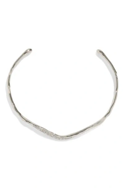 Alexis Bittar Solanales Crystal Skinny Structured Collar Necklace In Silver Tone, 4.75 In Crystals