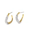 Alexis Bittar Solanales Crystal Twist Mini Hoop Earrings In Gold