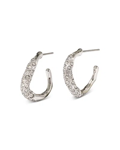 Alexis Bittar Solanelas Crystal Twist Mini Hoop Earrings In Silver