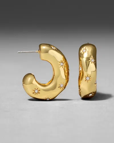 Alexis Bittar Starburst Crystal Huggie Earrings In Gold