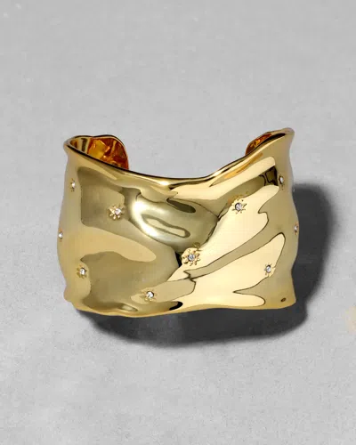 Alexis Bittar Starburst Crystal Wide Cuff Bracelet In Gold
