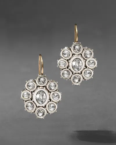 Alexis Bittar Sterling Silver & 14k Gold Cut Luminous Crystal Cluster Flower Wire Earrings