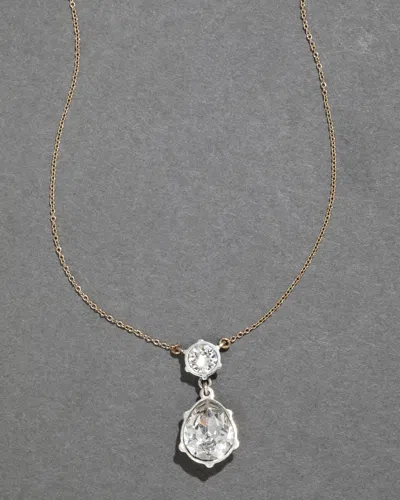 Alexis Bittar Sterling Silver & 14k Gold Pear Cut Luminous Crystal Drop Necklace