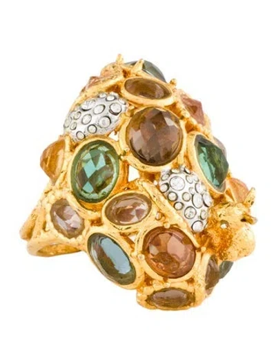 Pre-owned Alexis Bittar Stone & Crystal Cocktail Ring In Multi