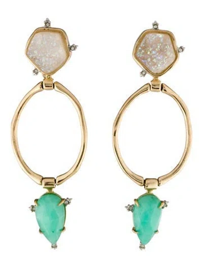 Pre-owned Alexis Bittar Stone & Crystal Drop Earrings In Multi