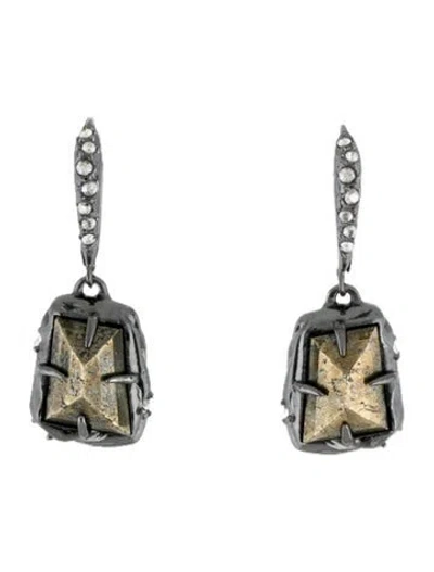 Pre-owned Alexis Bittar Stone & Crystal Drop Earrings In Multi
