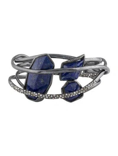 Pre-owned Alexis Bittar Stone & Crystal Molten Cuff Bracelet, 6.5" In Multicolor