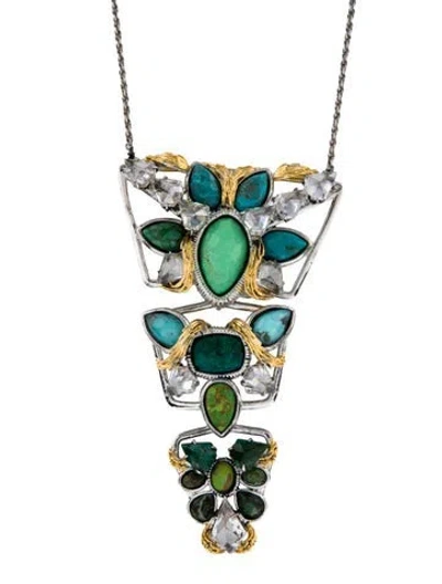 Pre-owned Alexis Bittar Stone & Crystal Pendant Necklace, 31.5" In Multi