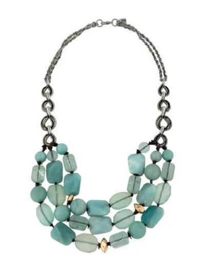 Pre-owned Alexis Bittar Stone Multistrand Collar Necklace, 19" In Blue