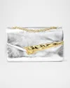 Alexis Bittar The Angular Metallic Leather Shoulder Bag In Silver