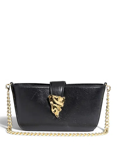Alexis Bittar The Crumple Convertible Leather Crossbody Bag In Black