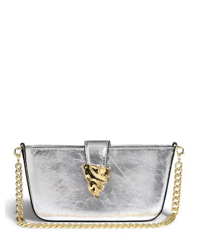 Alexis Bittar The Crumple Convertible Metallic Leather Crossbody Bag In Silver