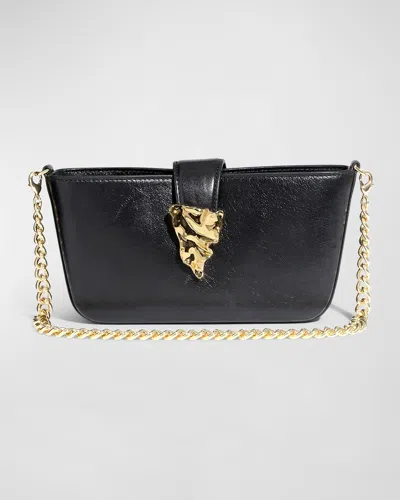 Alexis Bittar The Crumple Convertible Leather Crossbody Bag In Black
