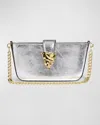 Alexis Bittar The Crumple Convertible Metallic Leather Crossbody Bag In Silver