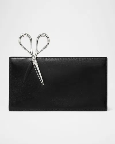 Alexis Bittar The Petit Scissor Leather Clutch Bag In Black