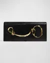 Alexis Bittar Twisted Gold Side Handle Clutch Purse In Black