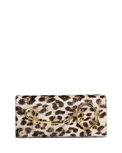 Alexis Bittar Twisted Side Handle Calf Hair Clutch In Animal Print