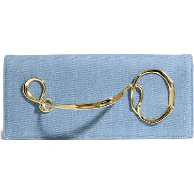Alexis Bittar Twisted Side Handle Leather Clutch In Blue