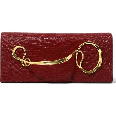 Alexis Bittar Twisted Side Handle Leather Clutch In Burnt Cherry