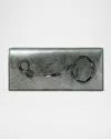 Alexis Bittar Twisted Side Handle Metallic Leather Clutch Bag In Green