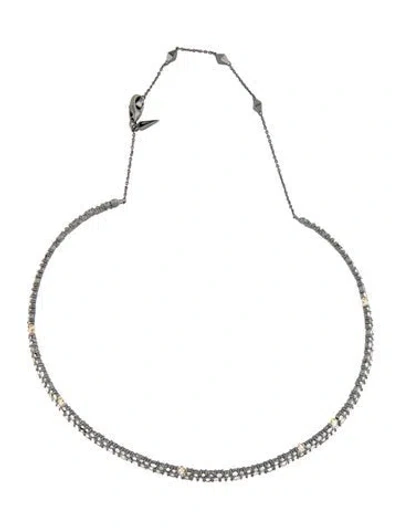 Pre-owned Alexis Bittar Two - Tone Crystal Choker Necklace, 13" In Multi