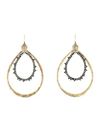 Pre-owned Alexis Bittar Two Tone Crystal Spiked Double Hoop Drop Earrings In Multi