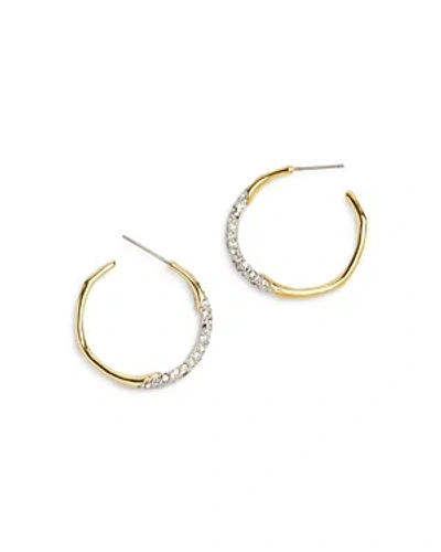 Alexis Bittar Two Tone Pave Hoop Earrings In Champagne