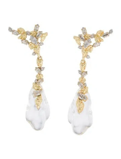 Pre-owned Alexis Bittar Two-tone Crystal Dream Rain Post Drop Earrings In Multicolor