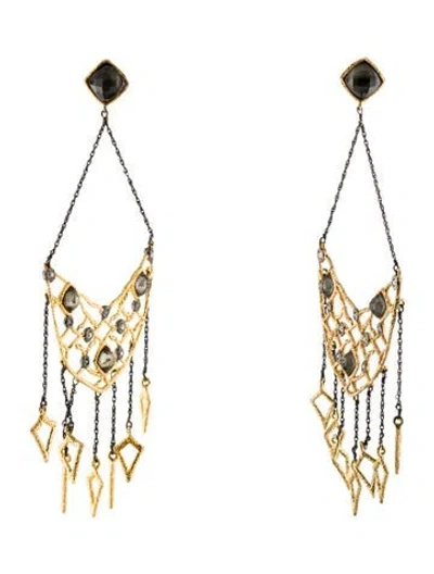 Pre-owned Alexis Bittar Two-tone Crystal Elements Lace Chandelier Earrings In Multi