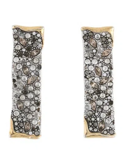 Pre-owned Alexis Bittar Two-tone Crystal Embellished Drop Earrings In Gray