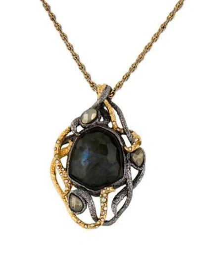 Pre-owned Alexis Bittar Two-tone Crystal Entwined Pendant Necklace, 19" In Multi
