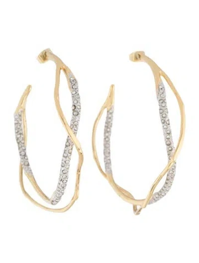 Pre-owned Alexis Bittar Two-tone Crystal Interwined Hoop Earrings In Multicolor