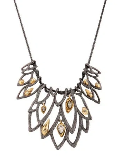 Pre-owned Alexis Bittar Two-tone Crystal Pendant Necklace, 18.75" In Multicolor