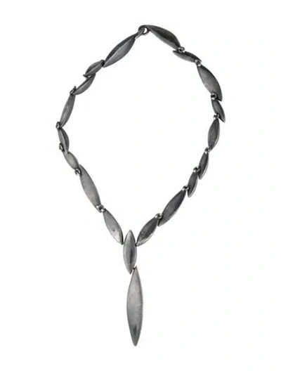 Pre-owned Alexis Bittar Two-tone Marquise Lavalier Necklace, 21.5" In Multicolor