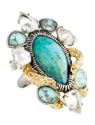 Pre-owned Alexis Bittar Two-tone Stone Cocktail Ring In Multi