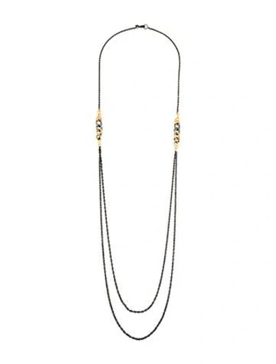 Pre-owned Alexis Bittar Two-toned Crystal Chain Necklace, 38.75" In Multicolor