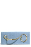Alexis Bittar Twisted Side Handle Leather Clutch In Blue