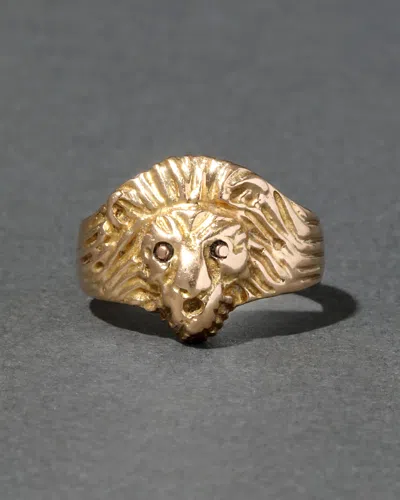 Alexis Bittar Vintage 14k Lion Head Ring In Gold