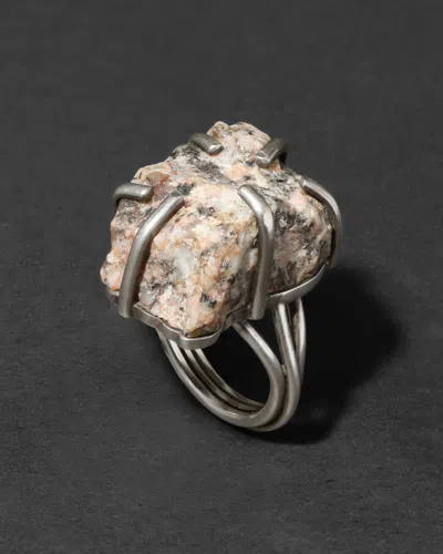 Alexis Bittar Vintage 170s Sterling & Astrophylite Handmade Brutalist Ring In Silver