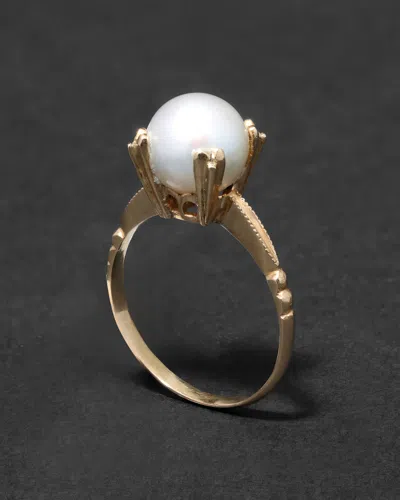 Alexis Bittar Vintage 190s 18k & Prong Set Natural Pearl Ring In Gold