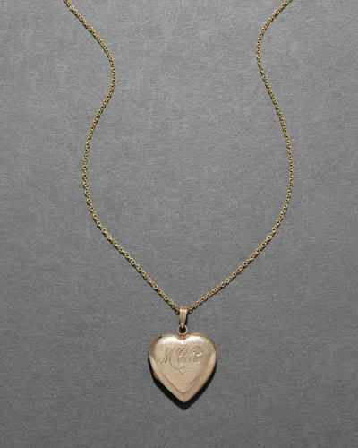 Alexis Bittar Vintage 1930s 14k Fill Engraved Heart Locket Necklace In Gold