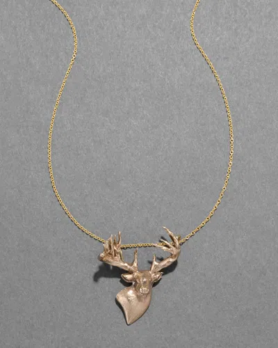 Alexis Bittar Vintage 1930s 14k Signed Grand Deer Pendant Necklace In Gold