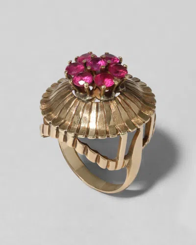 Alexis Bittar Vintage 1930s 18k & Ruby Ring In Pattern