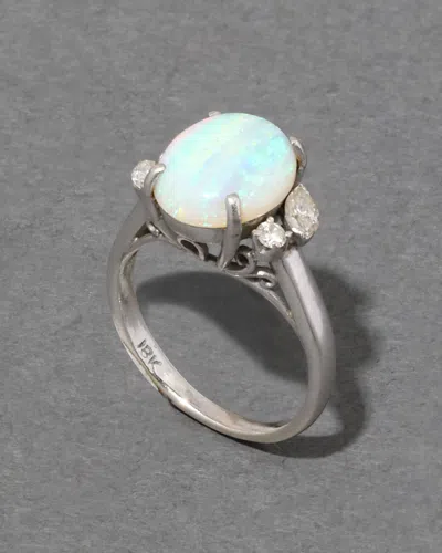Alexis Bittar Vintage 1930s 18k Gold Opal & Diamond Ring In Green