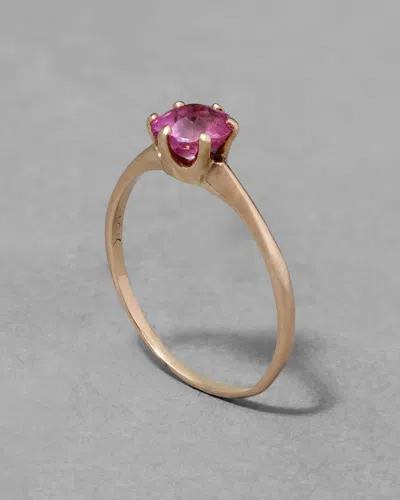 Alexis Bittar Vintage 1950s 10k & Prong Set Faceted Ruby Ring In Gold