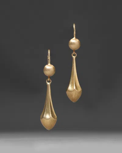 Alexis Bittar Vintage 1950s 18k Spear Leverback Earrings In Gold