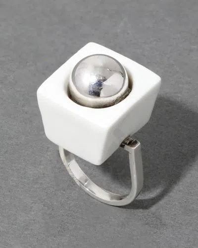 Alexis Bittar Vintage 1960s Anton Michelsen Sterling And Porcelain Royal Copenhagen Ring In Metallic