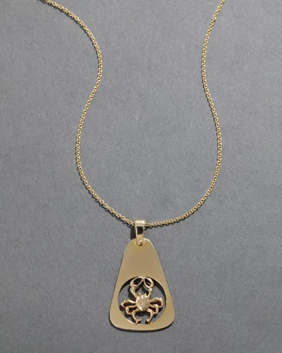 Alexis Bittar Vintage 1970s 14k Cancer Zodiac Pendant Necklace In Purple