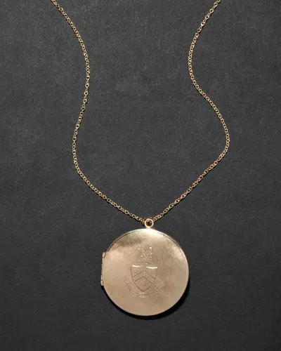 Alexis Bittar Vintage 1970s 14k Fill Coat Of Arms Locket Necklace In Gold